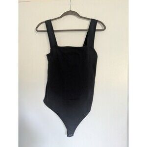Abercrombie & Fitch Women Bodysuit L Black Double Layered Seamless Squareneck